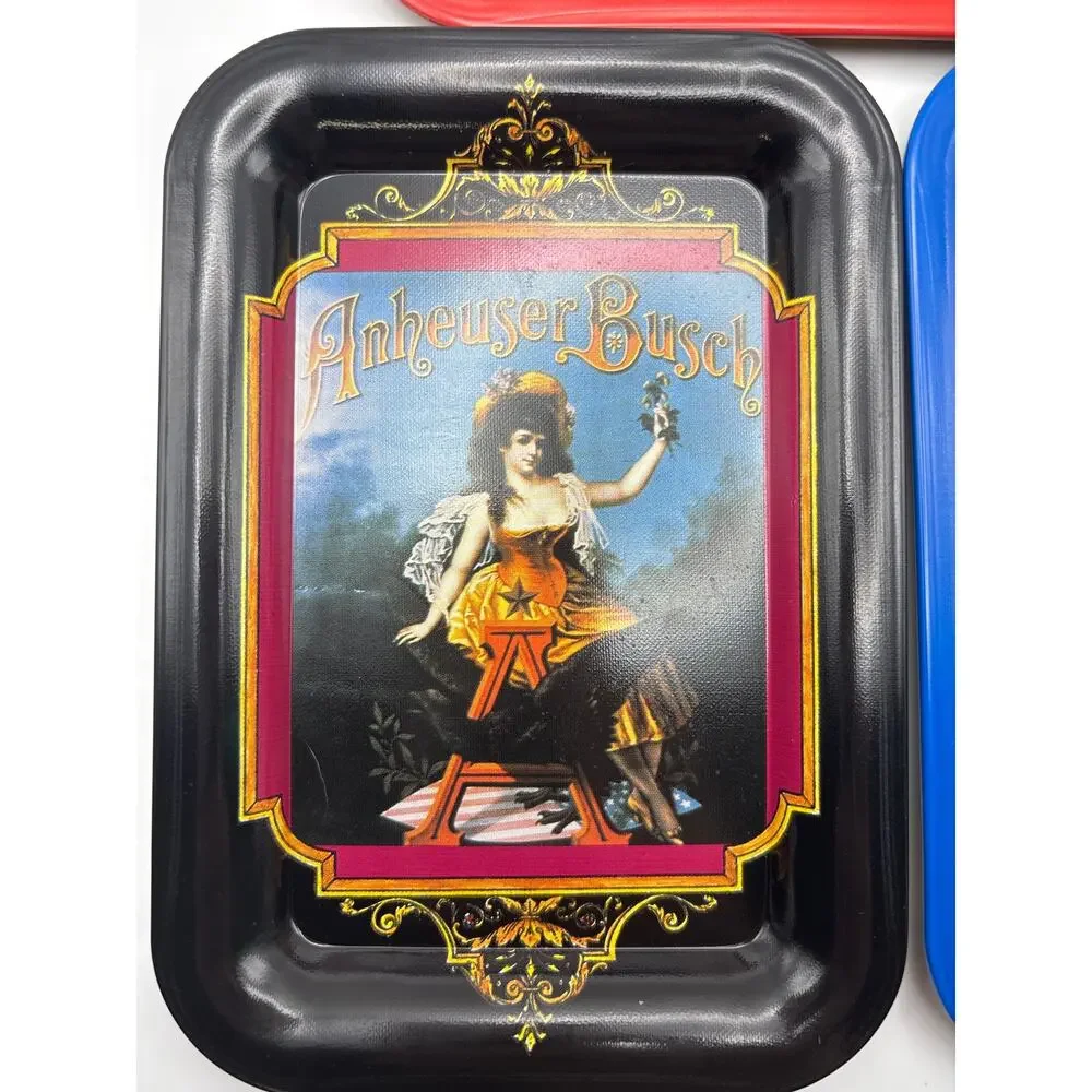 Vintage Anheuser Busch Small Tip Trays Beer Advertisement Set (3) Bar Decor